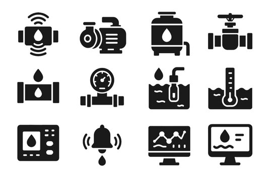 Management pressure icon tank display smart water sensor alert meter panel vector