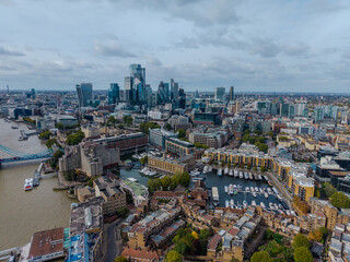 Beautiful aerial and street-level views of London City, showcasing the modern skyline, Thames River, The Shard, Walkie Talkie, and the vibrant financial district