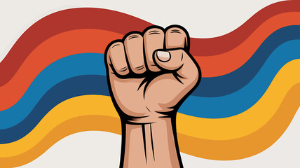 Vector illustration of a clenched fist with armenian flag colors
