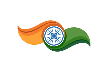 Waving abstract indian flag with ashoka chakra, patriotic graphic