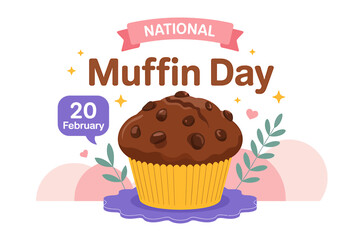 National muffin day, february 20, with a sweet chocolate muffin