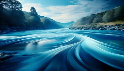 vast river swirling blue motion blur effect water photo speed