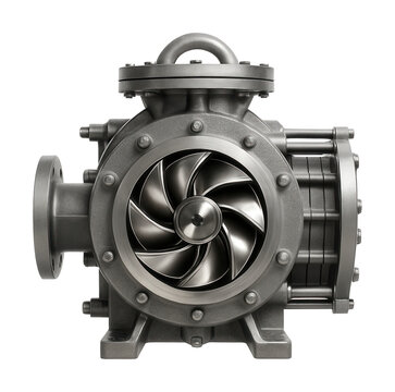 Multi-stage centrifugal vacuum pump with a steel impeller for power plant use.