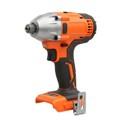 Orange and black cordless impact driver tool isolated on transparent background