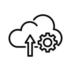 Cloud computing upload and settings icon, isolated on