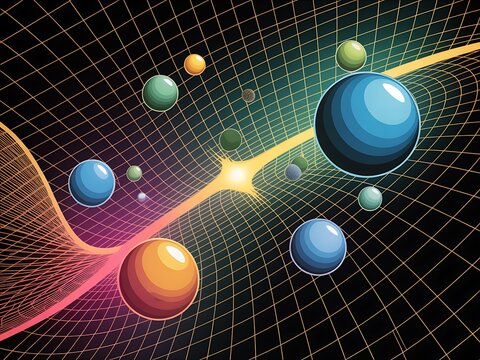 Abstract representation of quantum entanglement and spacetime curvature - Powered by Adobe