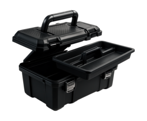 Modular toolbox featuring a removable tray for easy access in the garage.