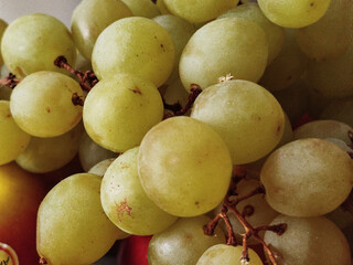 Racimo de uvas verdes o blancas frescas en primer plano