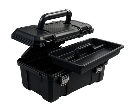 Modular toolbox featuring a removable tray for easy access in the garage.