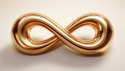 Fototapeta premium golden infinity symbol on white background elegant and shiny infinite loop