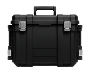 Expandable tool case with side latches for extra storage in a busy workspace.