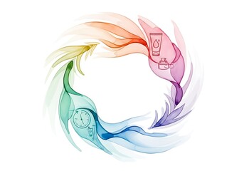 Obraz premium Abstract circle with beauty and time related icons