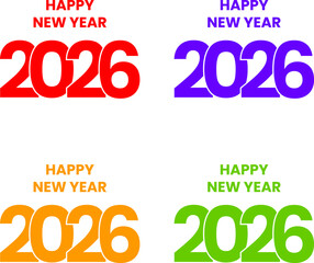 Colorful Happy New Year 2026 Typography Design