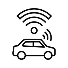 Connected car icon with wireless signal, isolated on