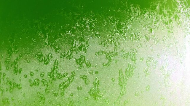 nahaufgenommene Textur von gr&uuml;ner Fl&uuml;ssigkeit, das in sanften, warmen Farbt&ouml;nen schimmert - ein nat&uuml;rliches, beruhigendes Designelement das Frische und Harmonie ausstrahlt, Reinheit, Tau, Forschung