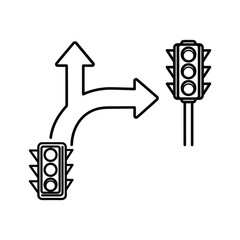 Traffic lights with directional arrows, isolated on
