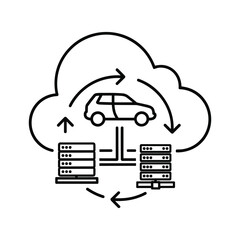 Automotive cloud computing and data exchange concept icon
