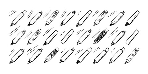 Marker pen doodles on white background drawing sketch