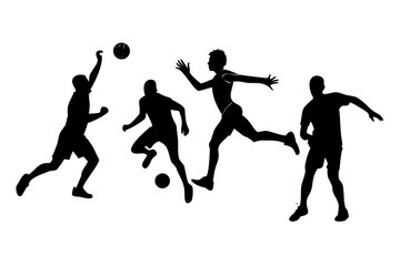 Minimalist black silhouette vector of athletes playing
