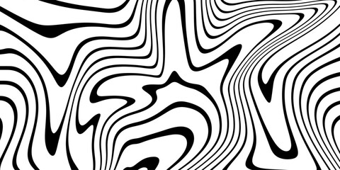 black and white background. Pattern With Optical Illusion. Abstract background with hypnotic wavy lines pattern. Distorted Lines.