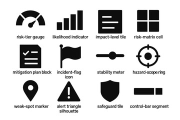 Tile risk silhouette indicator assessment triangle icon stability plan mitigation vector gauge