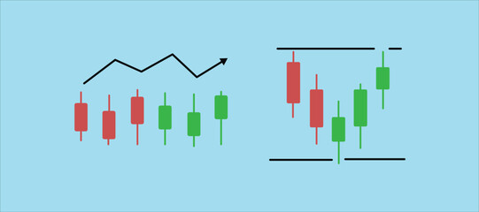 Candlestick chart icon. Forex or stocks trading. Professional sales. Stock market. Financial investment. uptrend market line symbol