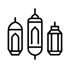 Three traditional islamic lanterns in outline style