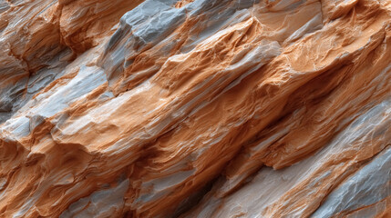 Obraz premium Intricate natural rock texture with striking orange and grey striations offers a dramatic abstract background
