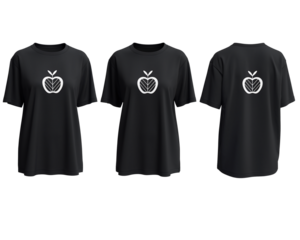 3 Mockups of an Oversized Women's T-Shirt appel logo