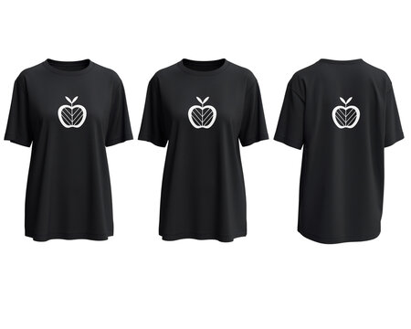 3 Mockups of an Oversized Women's T-Shirt appel logo