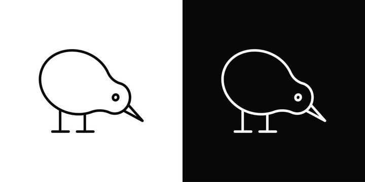 Kiwi bird icon. Black illustration isolated for graphic and web design.