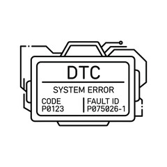 Dtc system error icon showing diagnostic trouble code and fault id
