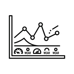 Line graph showing data analysis, performance metrics, and wear indicators