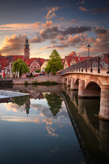 Lauf an der Pegnitz, Bavaria, Germany. Cityscape image of beautiful historical Bavarian city of Lauf an der Pegnitz, Germany during summer sunset golden hour.	
