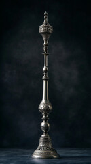 Obraz premium Antique silver candlestick holder on dark background 