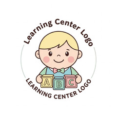 Happy child learning center logo with colorful educational blocks