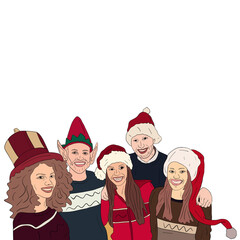 group of merry christmas people