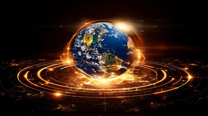 Visualizing global economic growth  upward arrows and glowing earth for chinese new year 2025