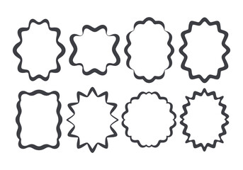 Set of irregular hand-drawn frames with wavy and jagged borders