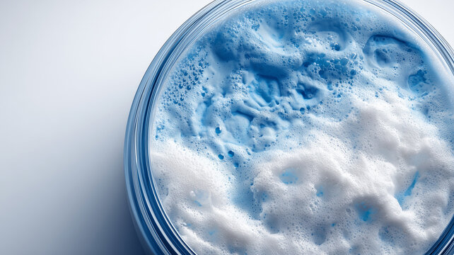 A foamy liquid surface illustrating product cleanliness, freshness and conceptual representation of hygiene related commercial themes.
