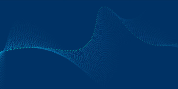 Modern abstract background featuring a digital wave made of glowing dots over a dark blue theme ideal for web and design use
