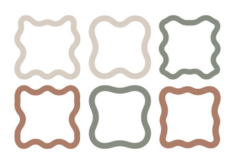 Abstract wavy frames in earthy tones for modern design elements