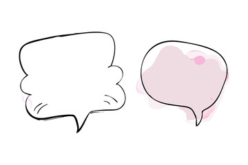 Pastel Speech Bubbles with Outline on White Background