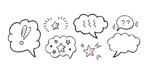 Pink Speech Bubbles and Arrows with Transparent Background