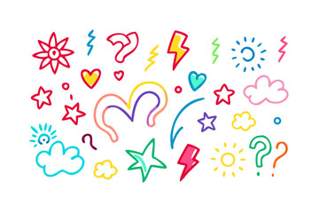 Playful colorful icons on a white background stars