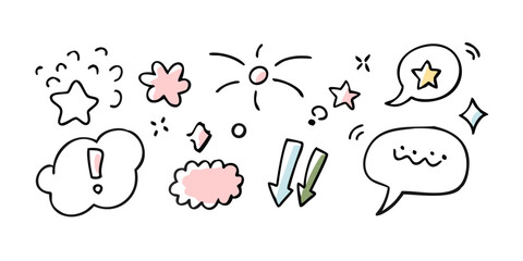 Playful speech bubbles and graphic elements with transparent background