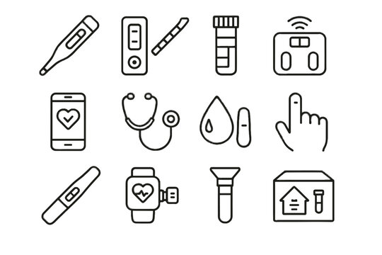 Icon ecg icons connected thermometer digital diagnostics sensor vector check box saliva