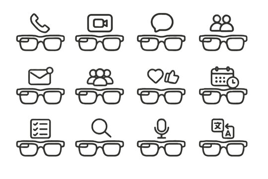 Icon phone voice symbol glasses overlay reminder smart message vector microphone video