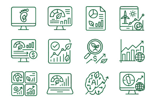 Carbon icon finance ethical digital chart green impact scorecard footprint vector