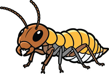 Cute cartoon termite vector illustration insect icon pest control wildlife art